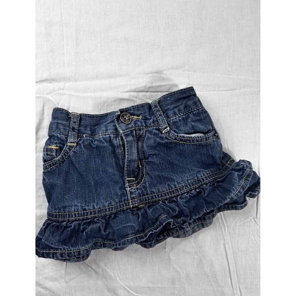 Children's Place Vtg Jean Skort Girls Infant 6-9 Months Ruffles